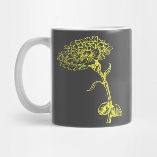 Vintage Carnation Botanical Line Art Illustration Yellow Ink Mug